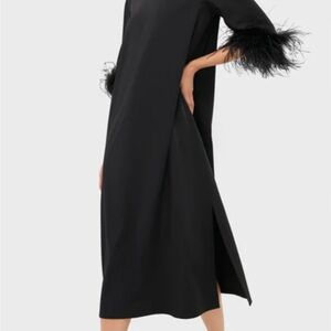 Tuckernuck Elegant Black Jamie Dress with Feathered Sleeves